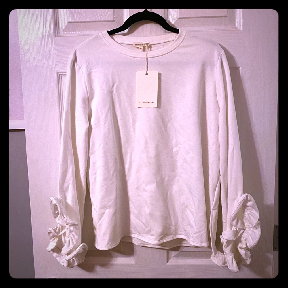 White Ruffled Bell Sleeve Top